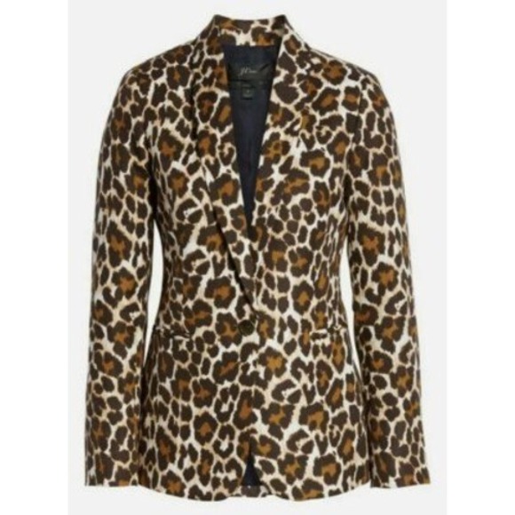 J.Crew Parke leopard linen blend blazer size 2 cool girl statement - Picture 2 of 8
